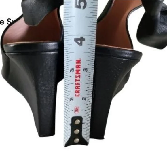 Kate Spade Bow Leather Open Peep Toe High Heel Wedge Dress Sandal Black Women 10 - Picture 12 of 13